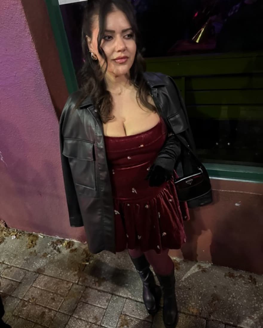 Burgundy Velvet Dress - Image 1