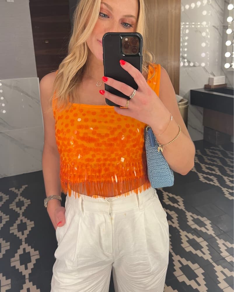 Staud Orange Fringe Top - Image 1