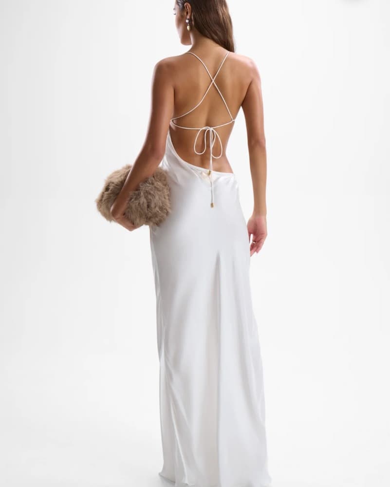 Cin Cin White Villa Silk Maxi Dress S NEW - Image 2
