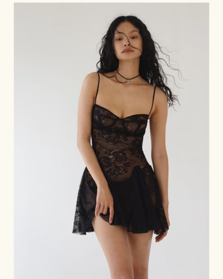 Mirror Palais Black Rose Mini Dress  - Image 1