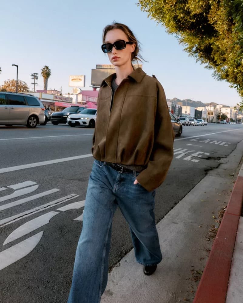 Zara Brown Suede Cropped Bomber - Image 4
