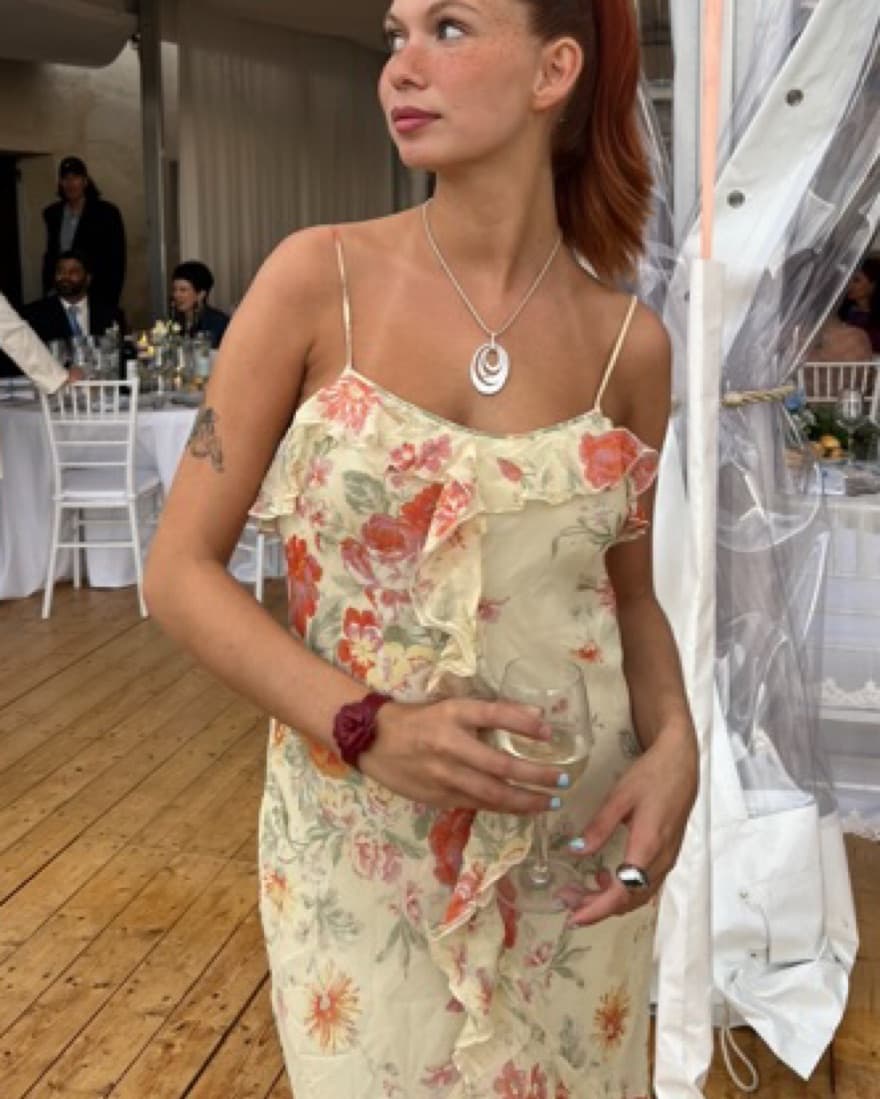 Vintage Floral Ruffle Midi Dress  - Image 4