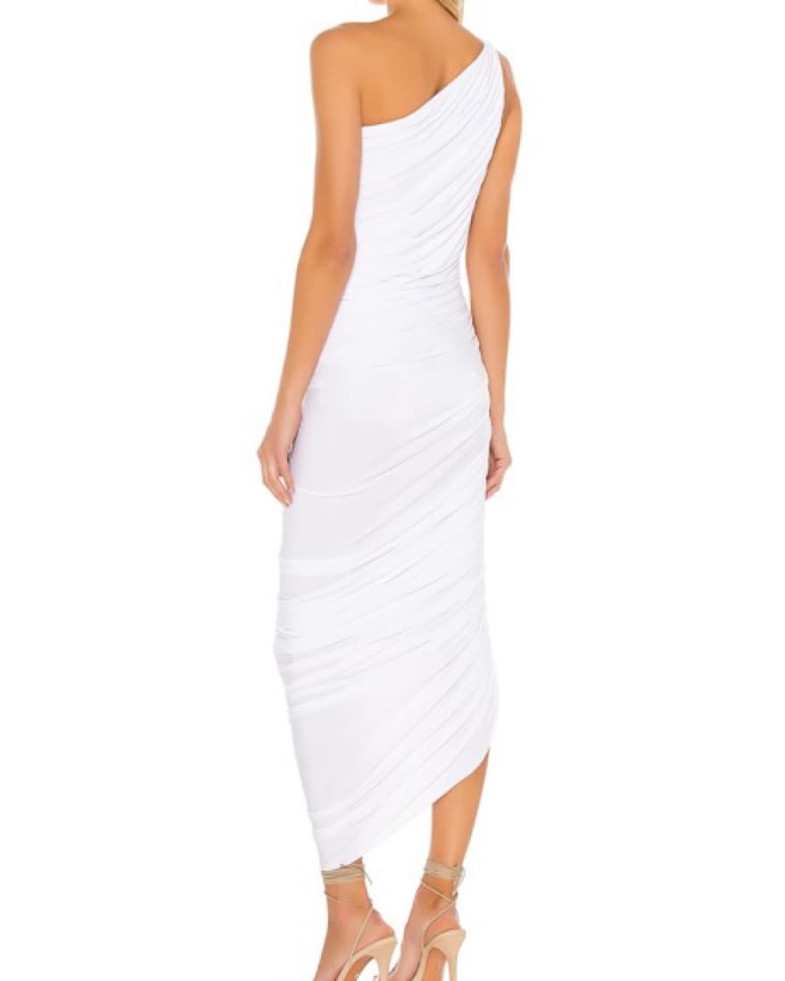 Norma Kamali One-Shoulder White Dres - Image 2