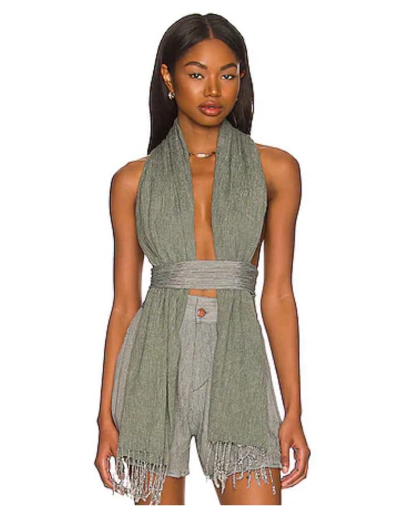 Savannah Morrow Scarf Top In Moss  - Image 1