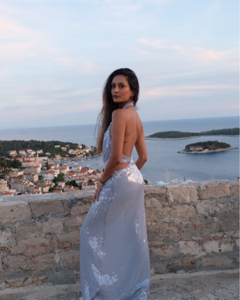Misha Collection Sequin Halter Dress - Image 2