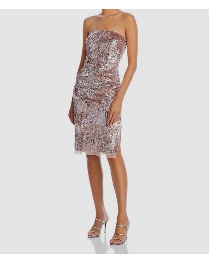 Pink Strapless Sequin Dress - Image 1
