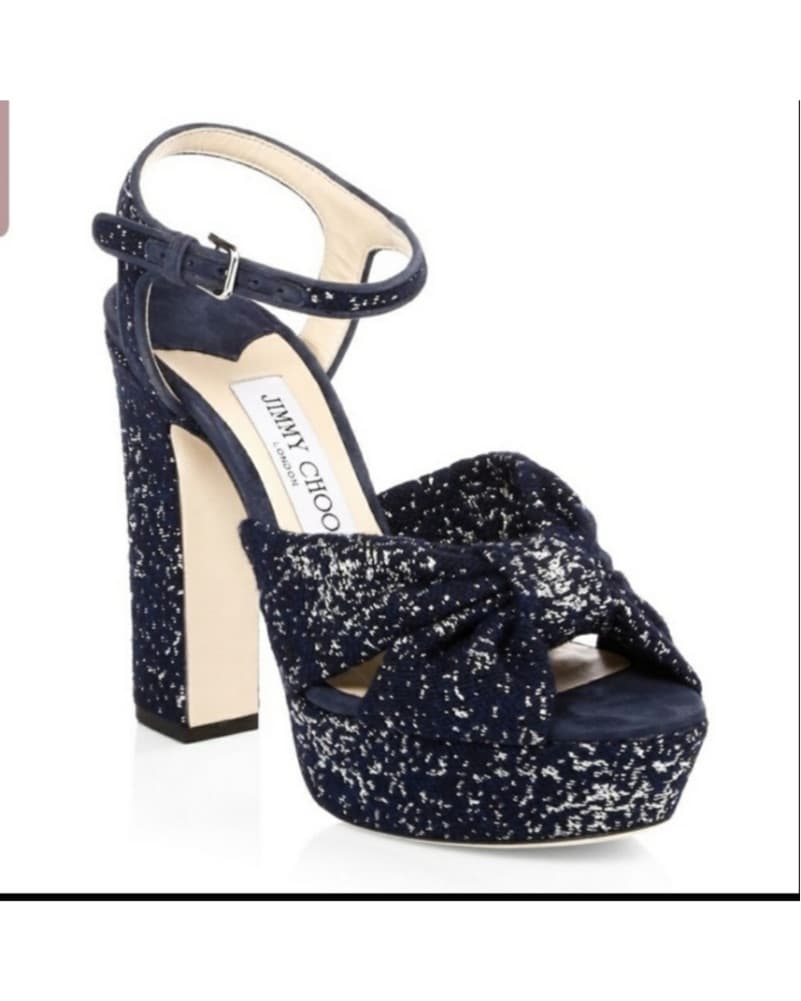 Jimmy Choo Sparkling Navy Sequin Heels - Image 1