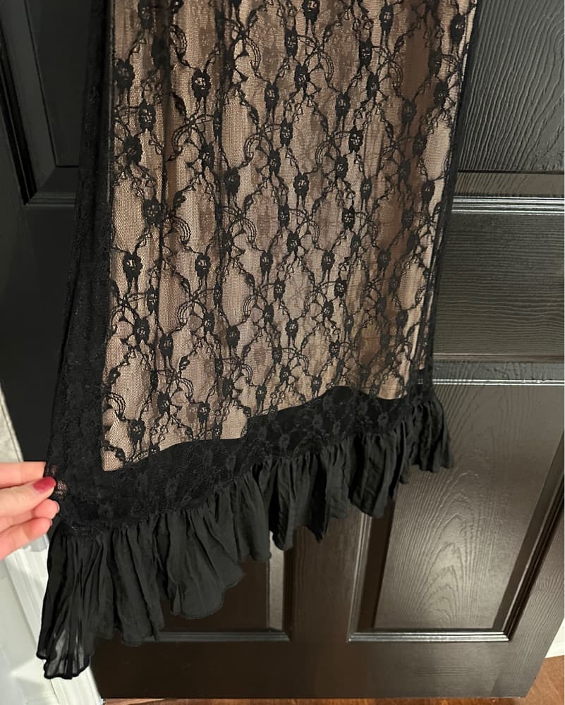 Black Lace Nude Midi Dress - Image 4