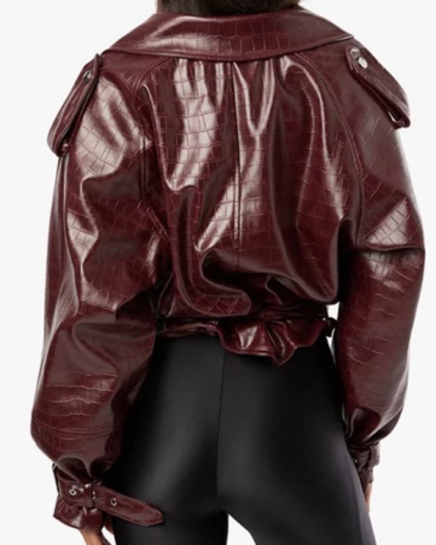WeWoreWhat Burguny Croc Moto Jacket - Image 3