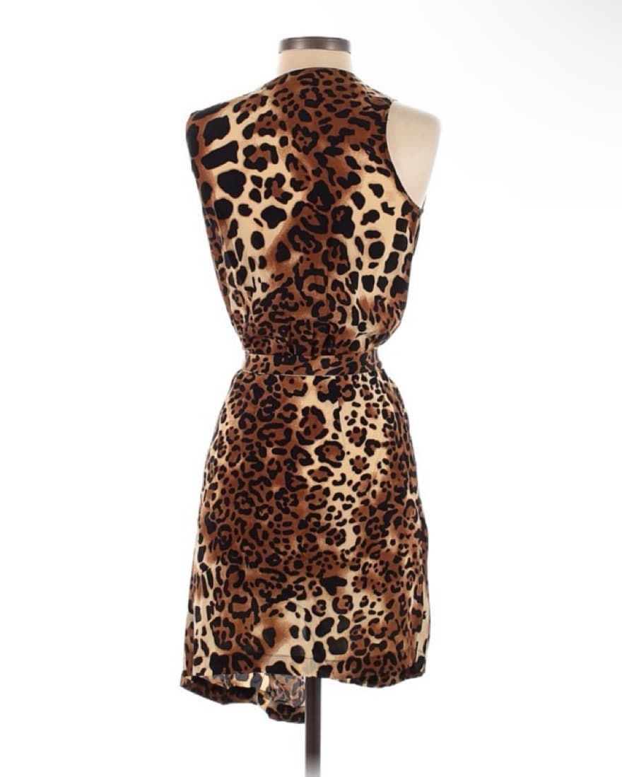 Cheetah Print Wrap Dress - Image 2