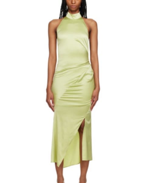 Helmut Lang Green Silk Halter Dress  - Image 1