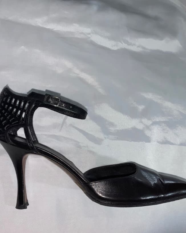 RARE!  DIOR size 37.5 black calfskin WEB - Image 2