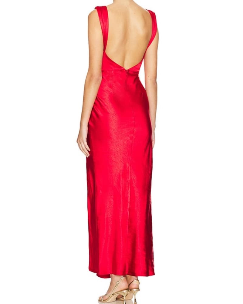 Elegant Red Satin Formal Gown - Image 3