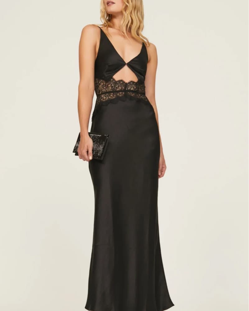 Cut-Out Satin Lace Maxi Dress - Image 2