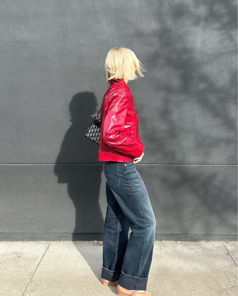 Zara Red 100% Leather Jacket - Image 3