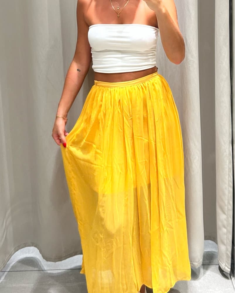 Yellow Linen Long Skirt - Image 1