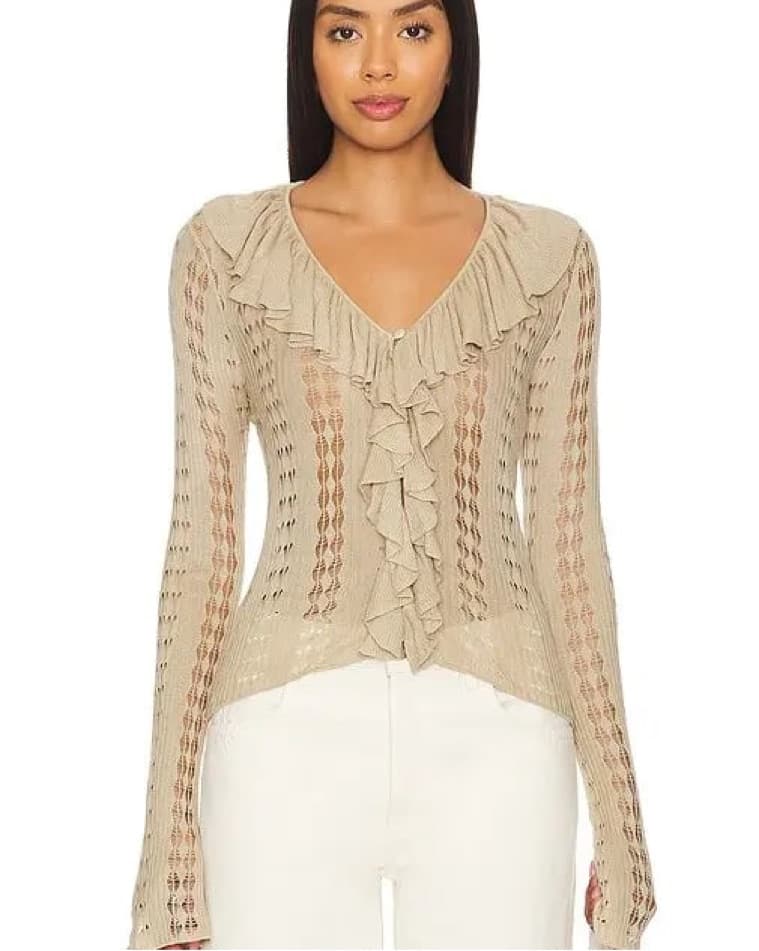 Elegant Ruffled Knit Top - Image 1