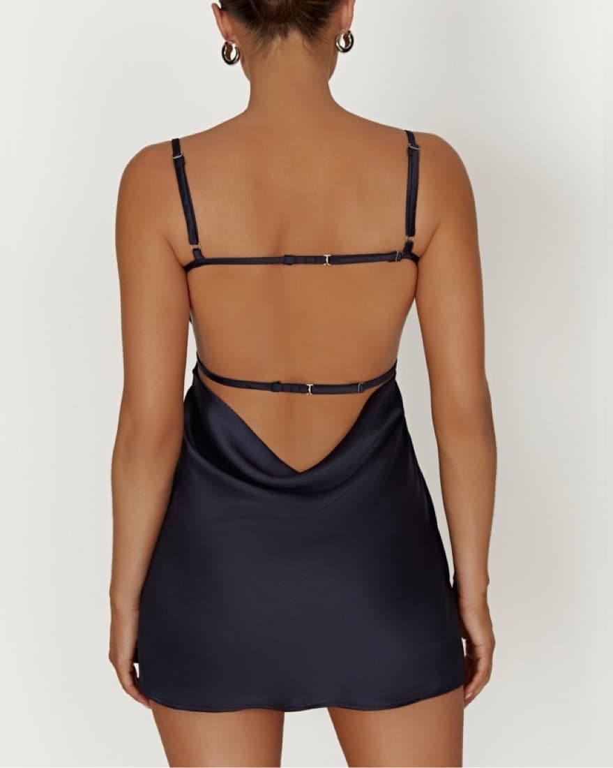 Meshki Navy Silk Dress - Image 3