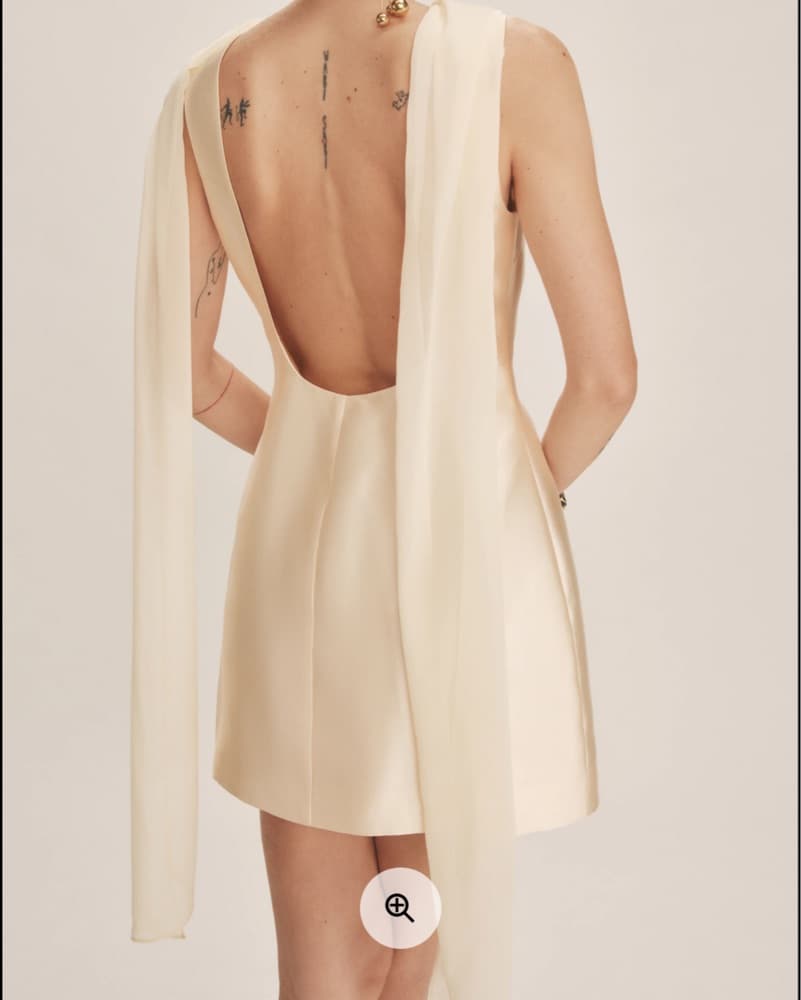 Elegant Ivory Satin Mini Dress - Image 2