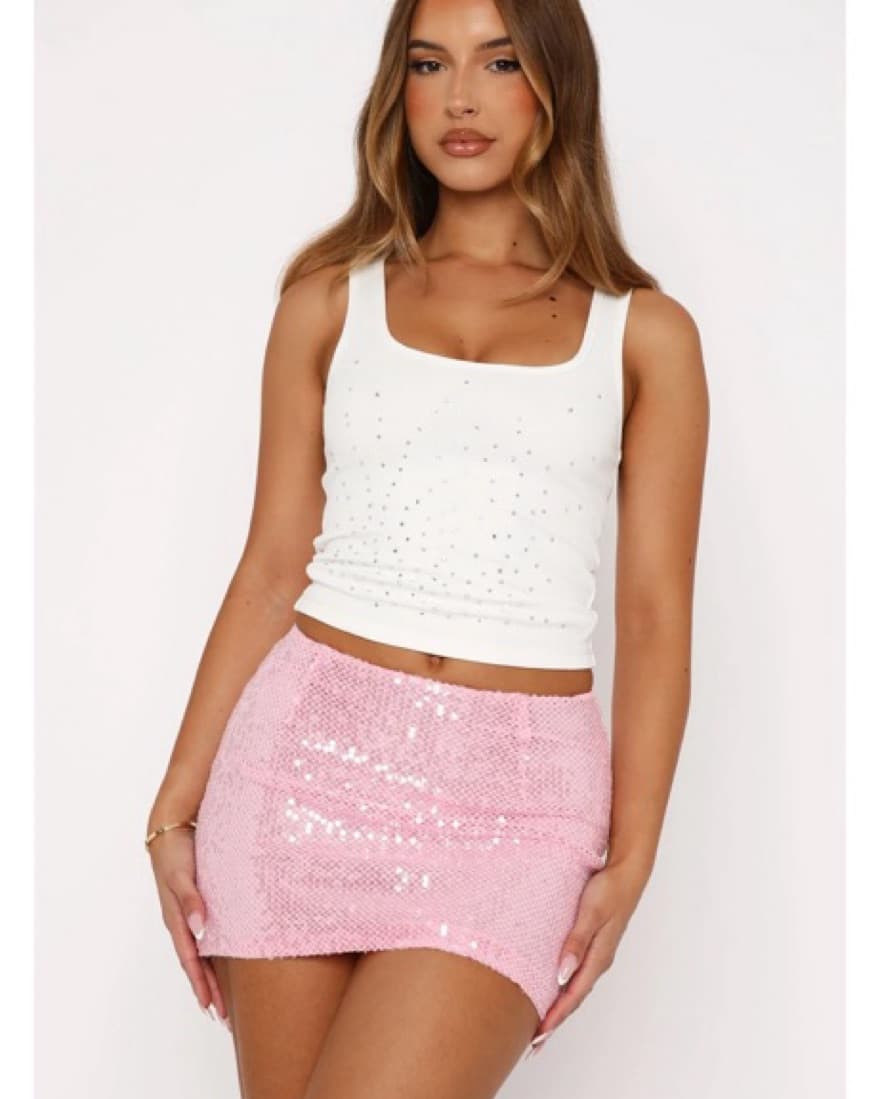 Sparkly Pink Sequin Mini Skirt - Image 2