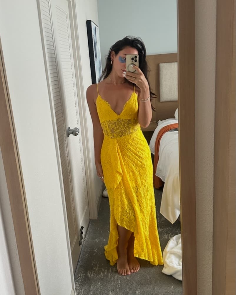 Vibrant Yellow Lace gown - Image 3