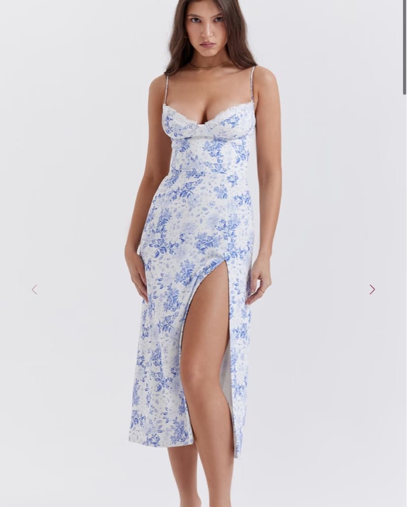 House of CB Blue Print Floral Dress - Image 1