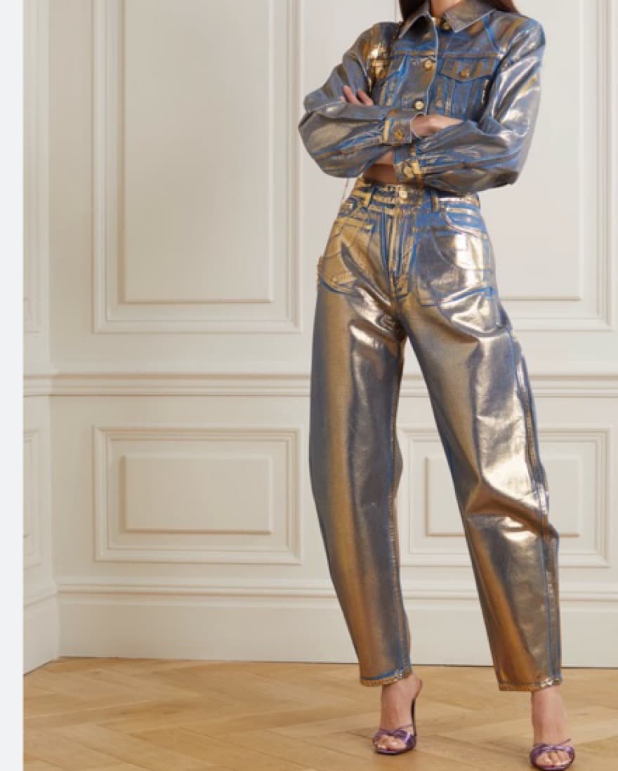 Ganni Metallic Organic High-Rise Jeans - Image 1