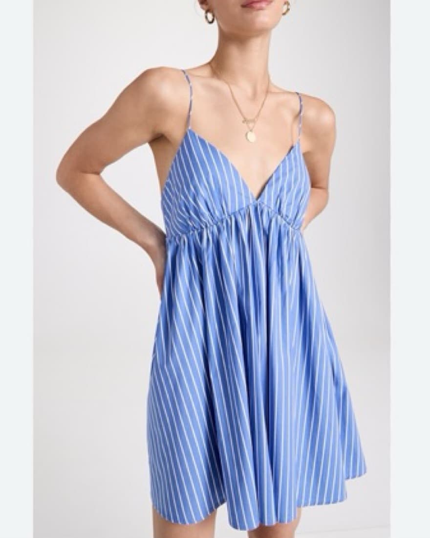 Blue and White Striped Mini Dress - Image 2