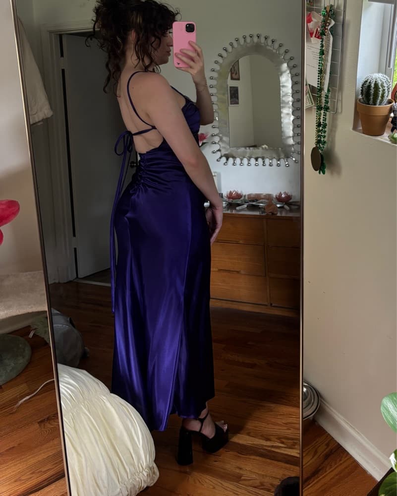 Vintage 90s / 00s Purple Silk Dress - Image 2