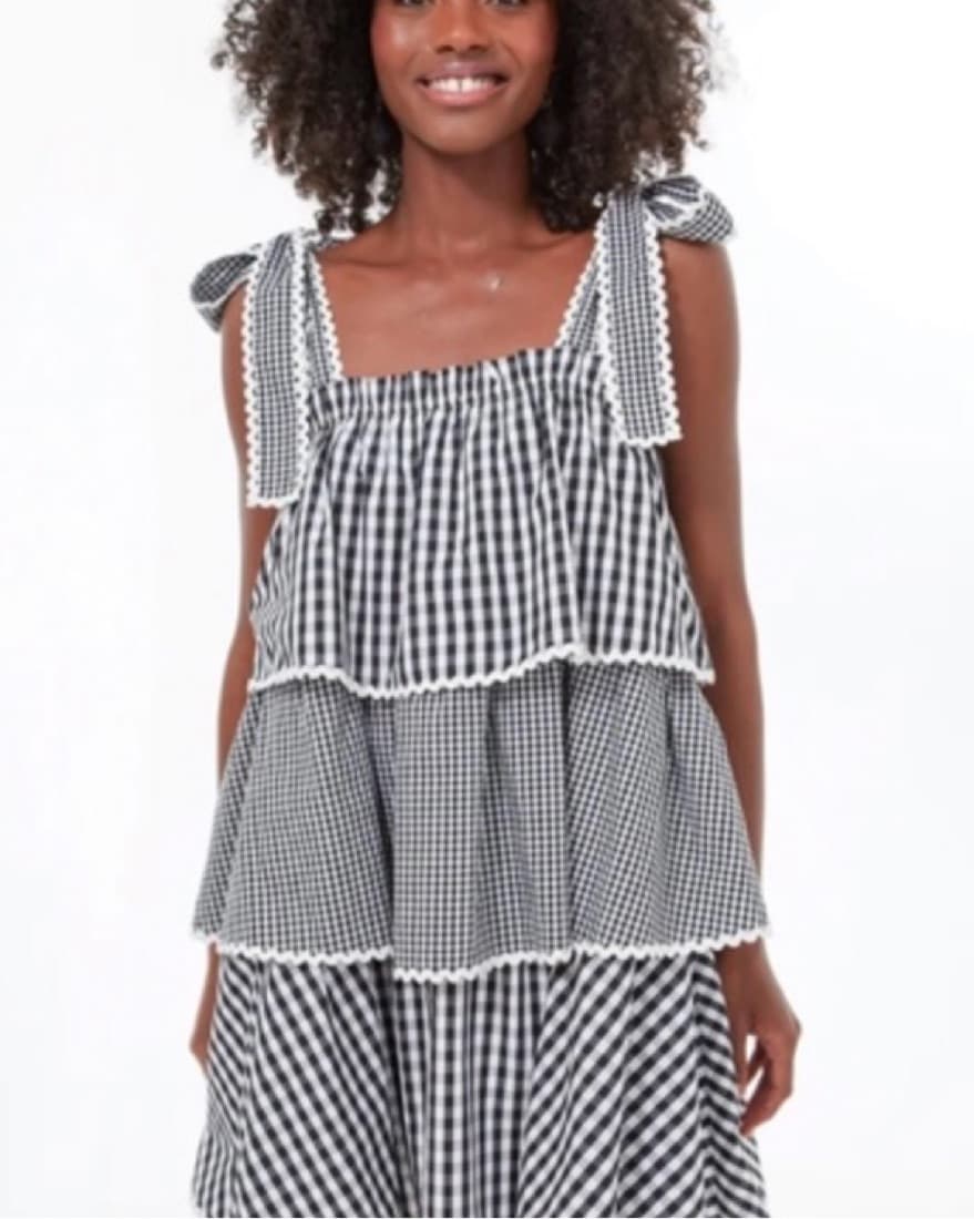 HYACINTH HOUSE Black Gingham Tiered Mini - Image 1