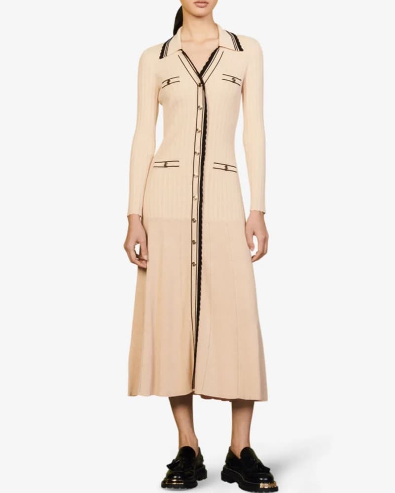 Sandro Blush Pleated Midi Dress - Image 1