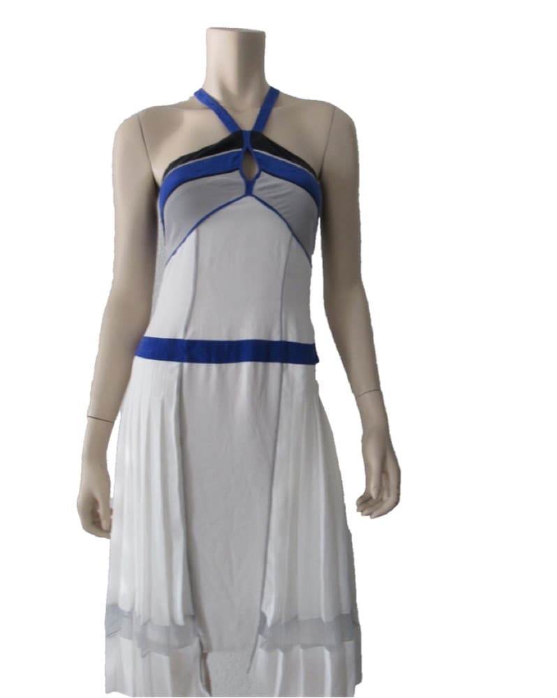 RUNWAY Elegant Blue PLeated Halter Dress - Image 1