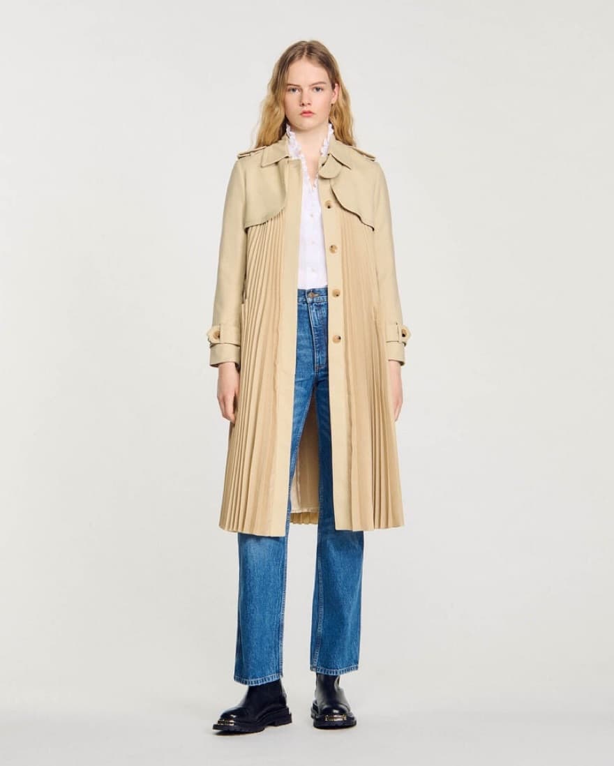 Sandro Pleated Trench Coat Dress - Image 3