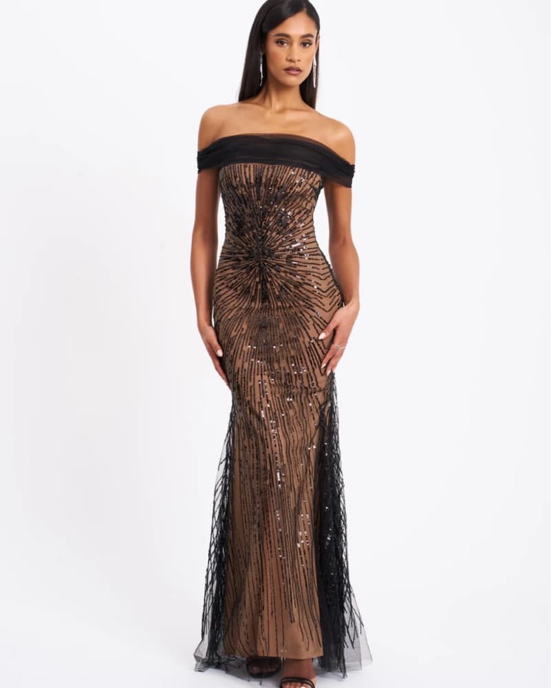 Qeturah Embroidered Sequin Off Shoulder  - Image 1