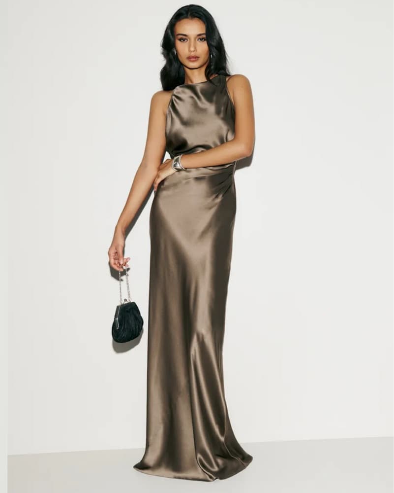 Reformation Silk Anaiis Dress Morel - Image 1