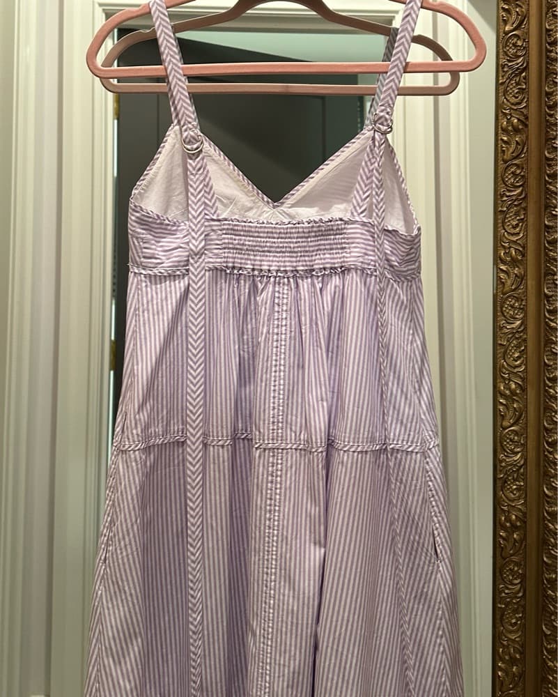 Lee Matthews Long Purple Stripe Dress - Image 4