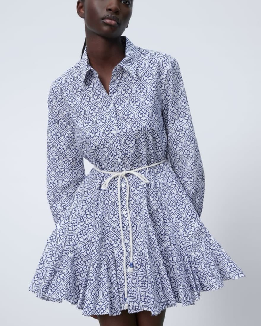 Zara Printed Belted Dress - Image 1