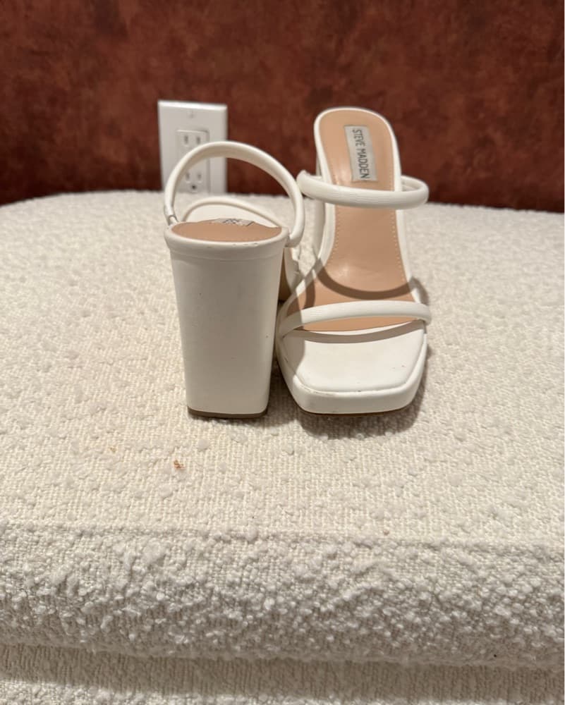 Chic White Square Toe Mules - Image 1