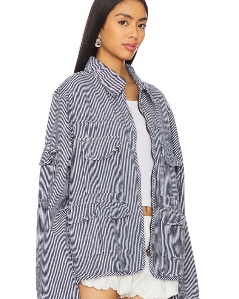 Renacida Jacket In Denim Stripe  - Image 3