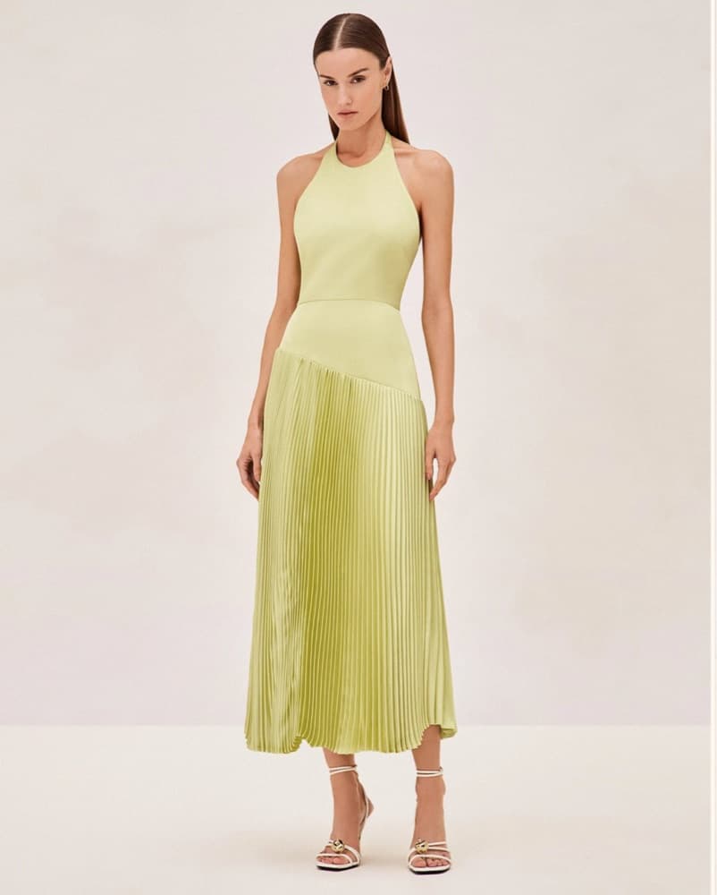 Pleated Halter Midi Dress - Image 1