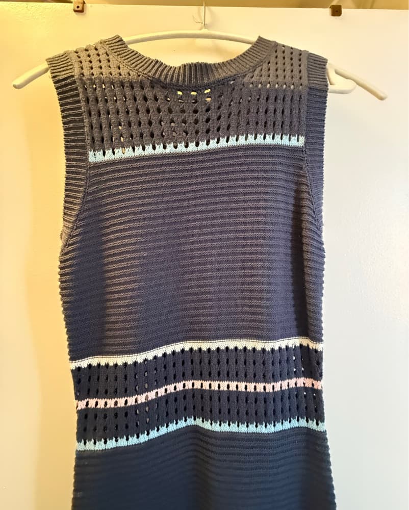  Navy Fringe Knit Maxi Dress - Image 3