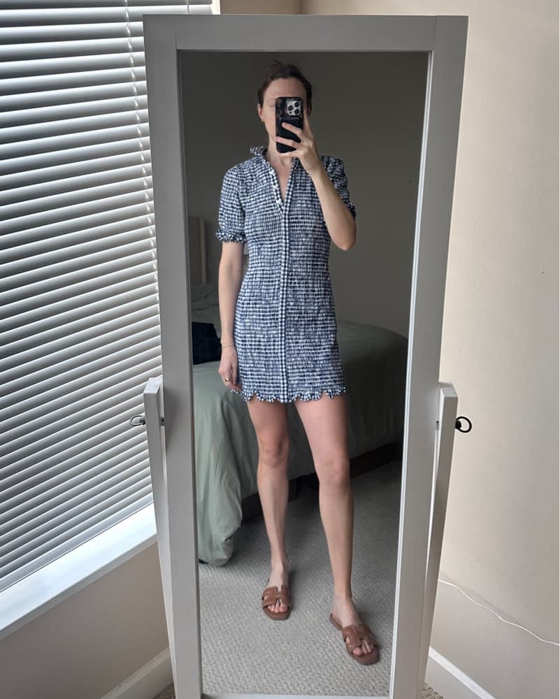 Gingham Check Puff Sleeve Mini Dress - Image 3