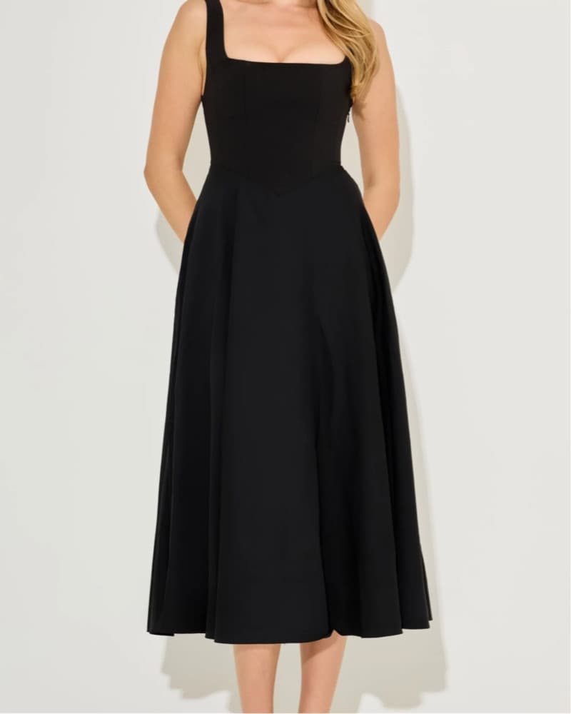 Elegant Black Midi Dress - Image 1
