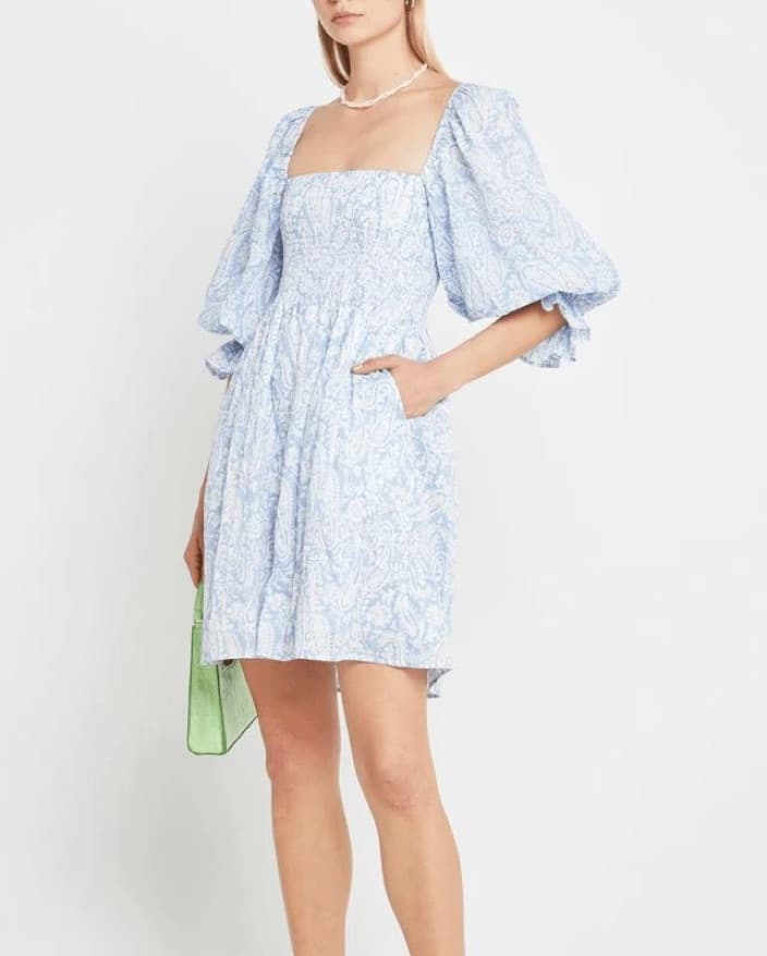 Paisley Puff Sleeve Dress - Image 1