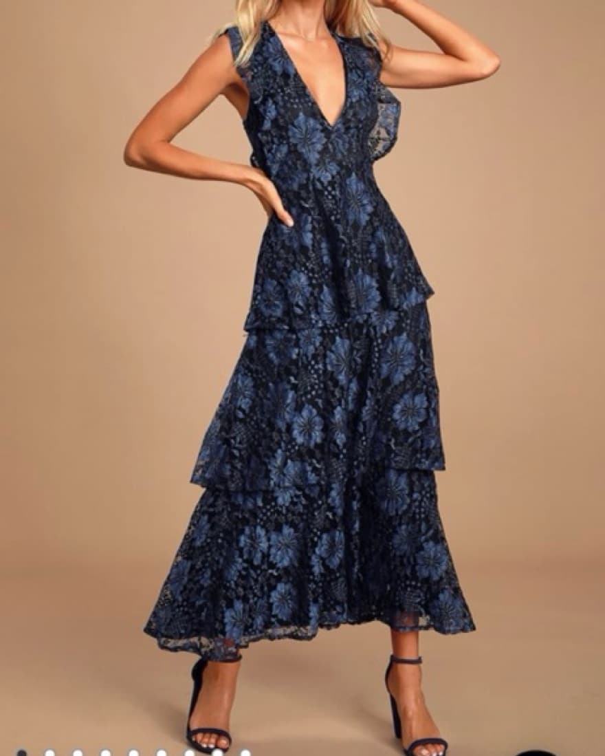 molinetto navy blue lace ruffled tiered - Image 1