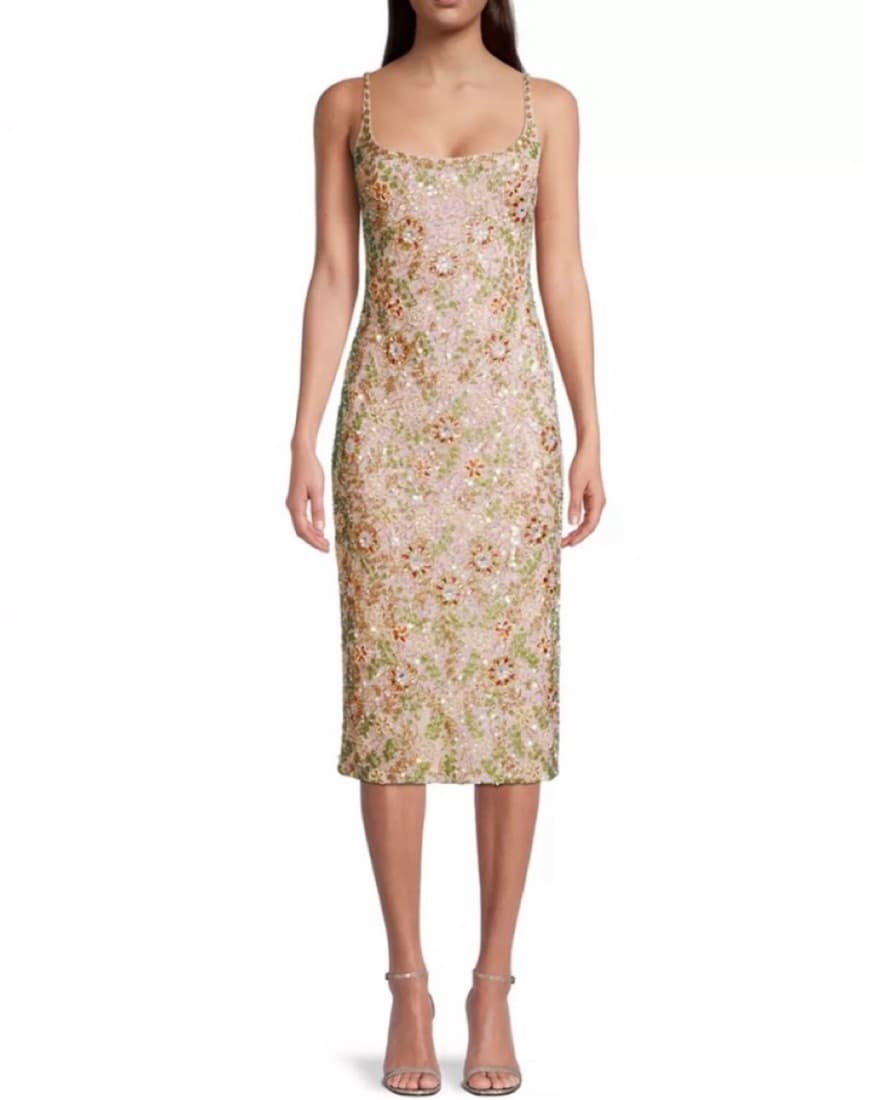 Mac Duggal Hand Beaded Floral Midi - Image 1