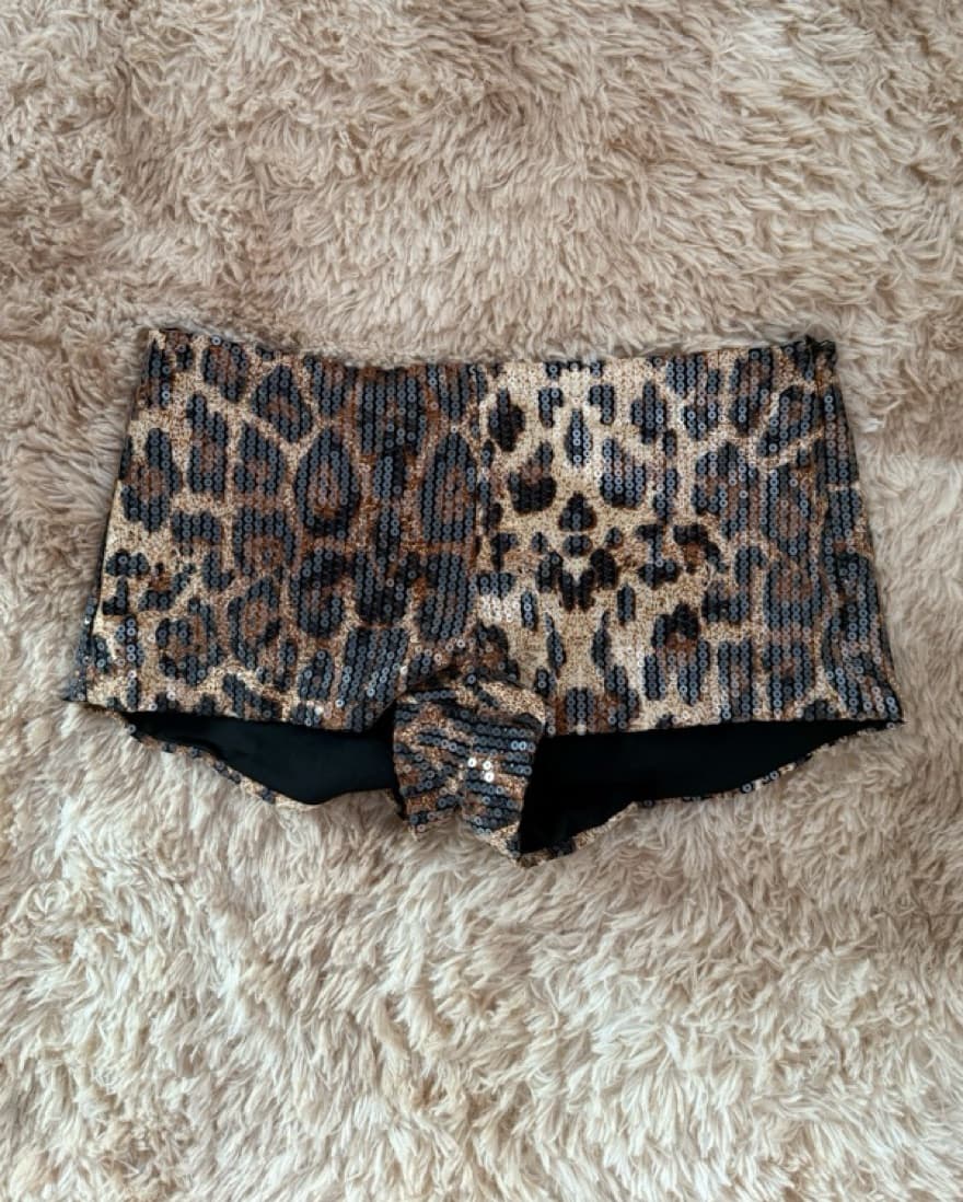 Sequin Cheetah Micro Shorts - Image 2