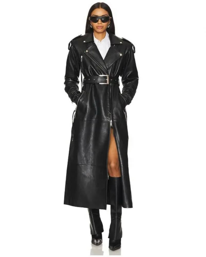 Retrofete Knightly Leather Trench Coat - Image 1