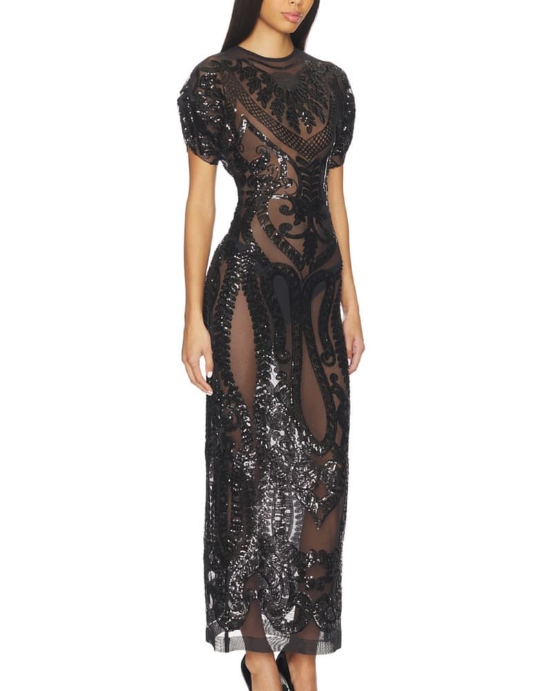 Norma Kamali Black Sequin Maxi Dress XXS - Image 4