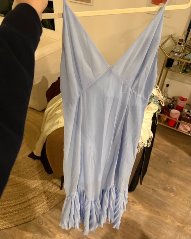  Backless Blue Maxi Dress With Scarf - Image 4